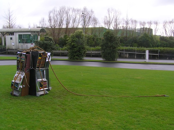 A Pokie machine awaiting its fate